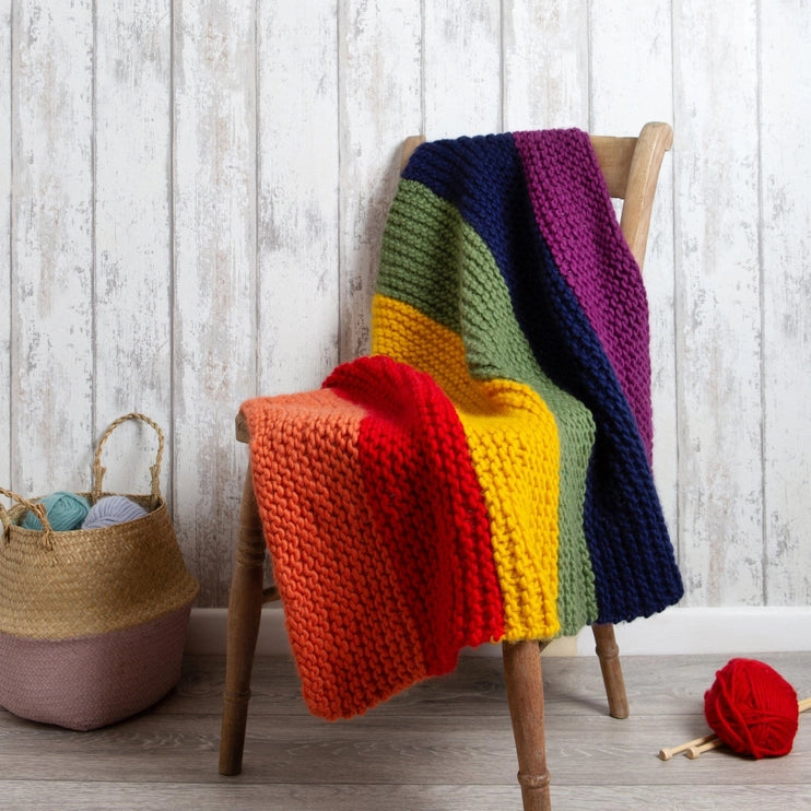 Rainbow Blanket Knitting Kit Bright