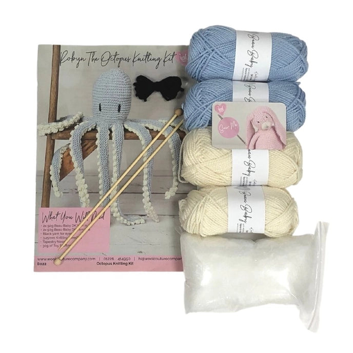 Robyn Octopus Knitting Kit in Baby Blue