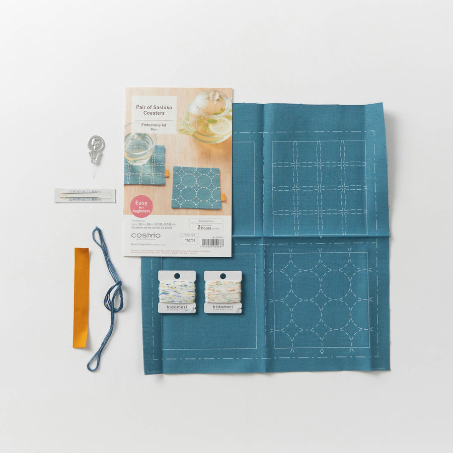 Sashiko Coasters Kit - Blue