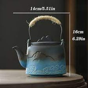 Wood Handle Ceramic Teapot