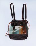 Convertible Drawstring Leather Bag with Wool