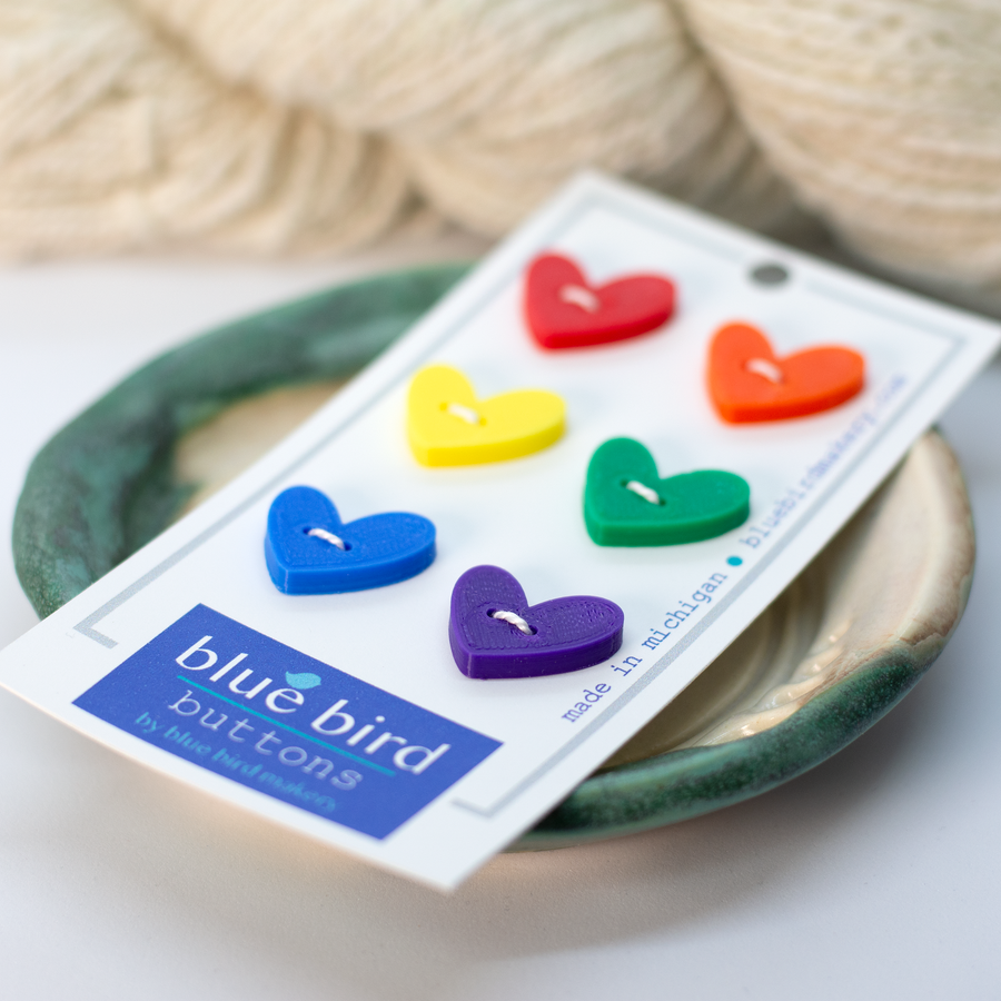 20mm Heart Buttons : Rainbow