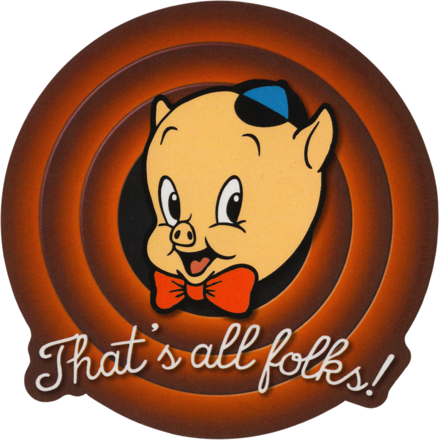 Sticker - Looney Tunes - Porky Pig "That's All Folks!"
